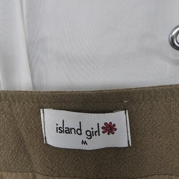 Island Girl Olive Green Red Embroidered Bird Print Mini Skirt Boho M - Picture 10 of 12